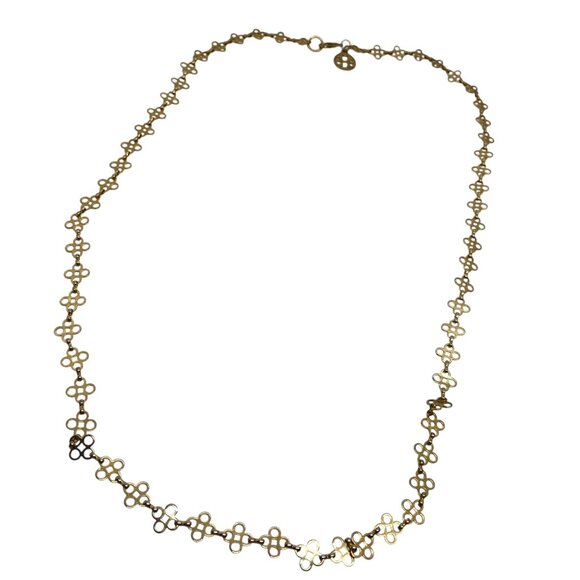 TORY BURCH SIGNATURE LOGO GOLD TONE CHAIN LINK NECKLACE LONG 32" LENGTH LAYERING - Picture 5 of 12